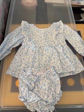 STICHY FISH Blue Floral Ruffle Kids Matching Set - Brand